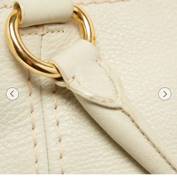 PRADA AUTHENTIC PEBBLED CREAM LEATHER HANDLE/CROSSBODY GOLD HARDWARE - Picture 7 of 12